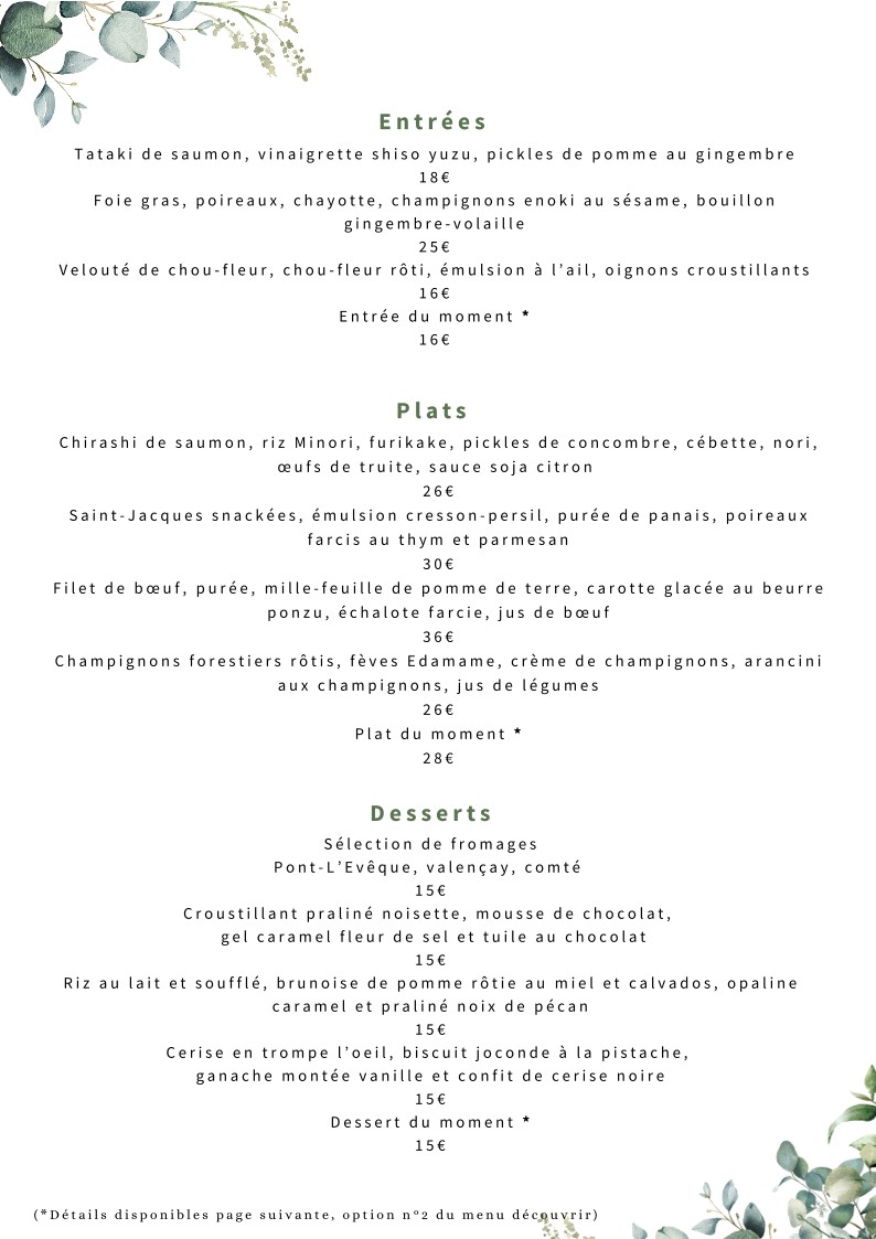 La Verrière PARIS menu 1