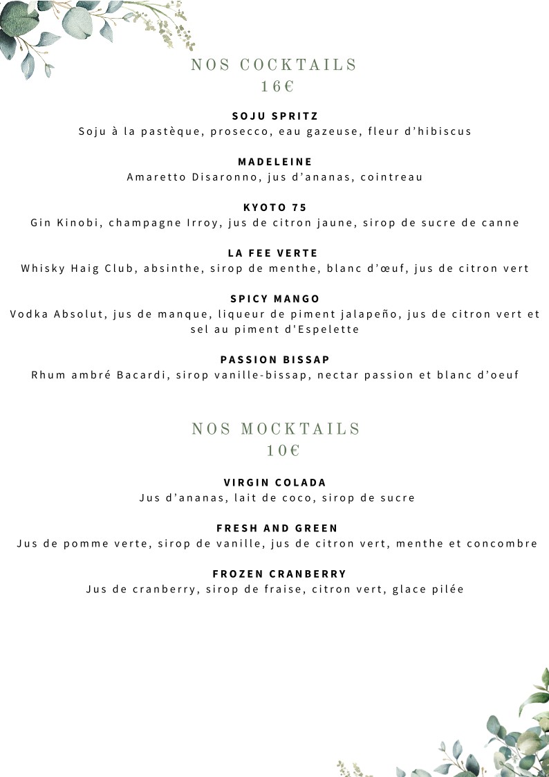 La Verrière PARIS menu 4