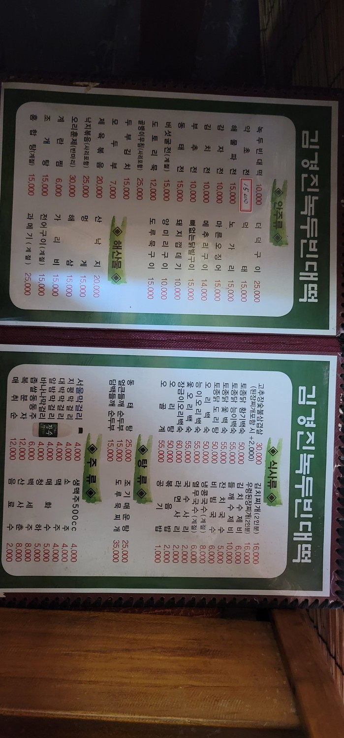 Kim Kyung Jin Tienda de Bindaetteok de frijol mungo puro menu 1