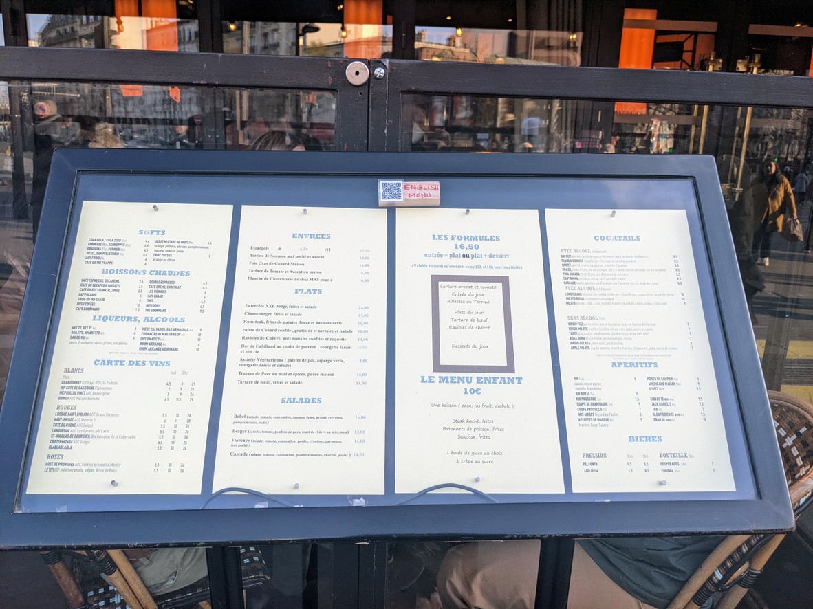 Brasserie Les Cascades menu 1