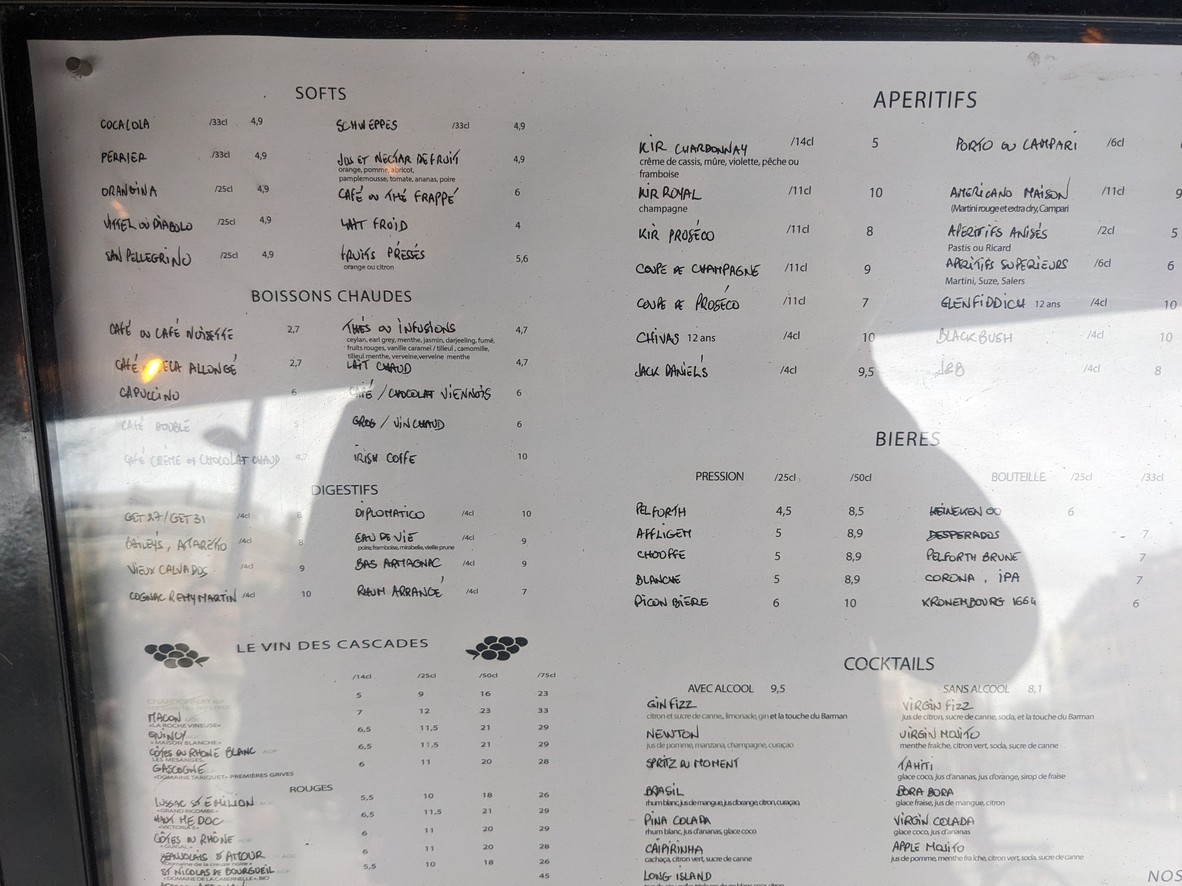 Brasserie Les Cascades menu 2