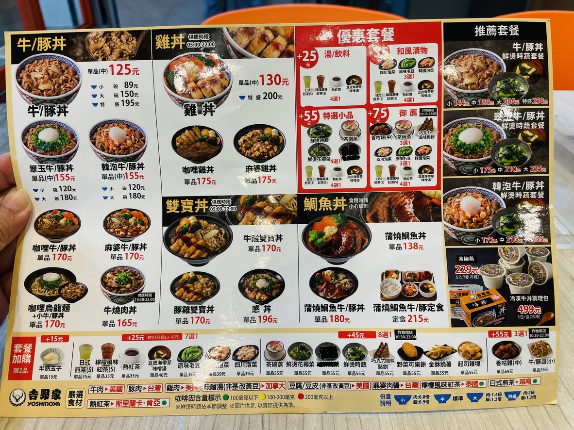 Yoshinoya Guting Dian menu 2