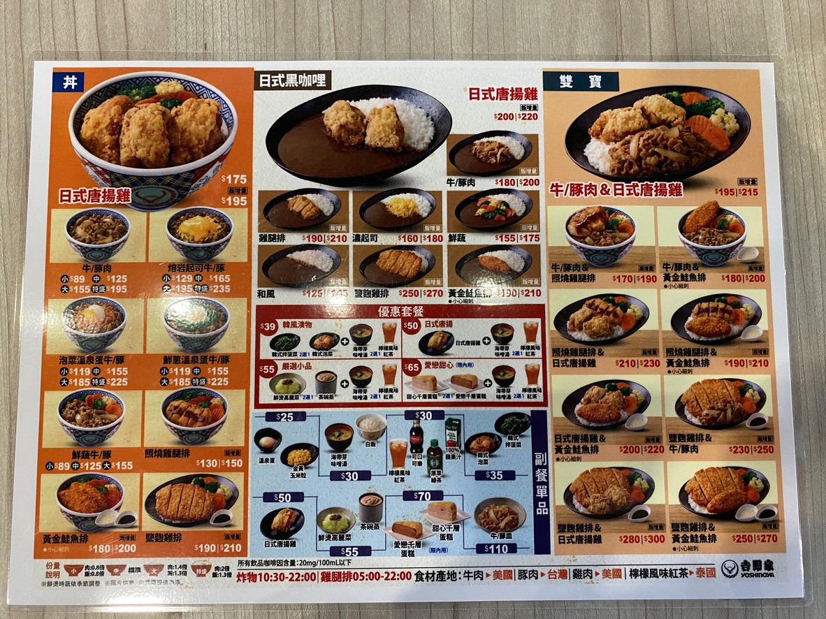 Yoshinoya Guting Dian menu 3