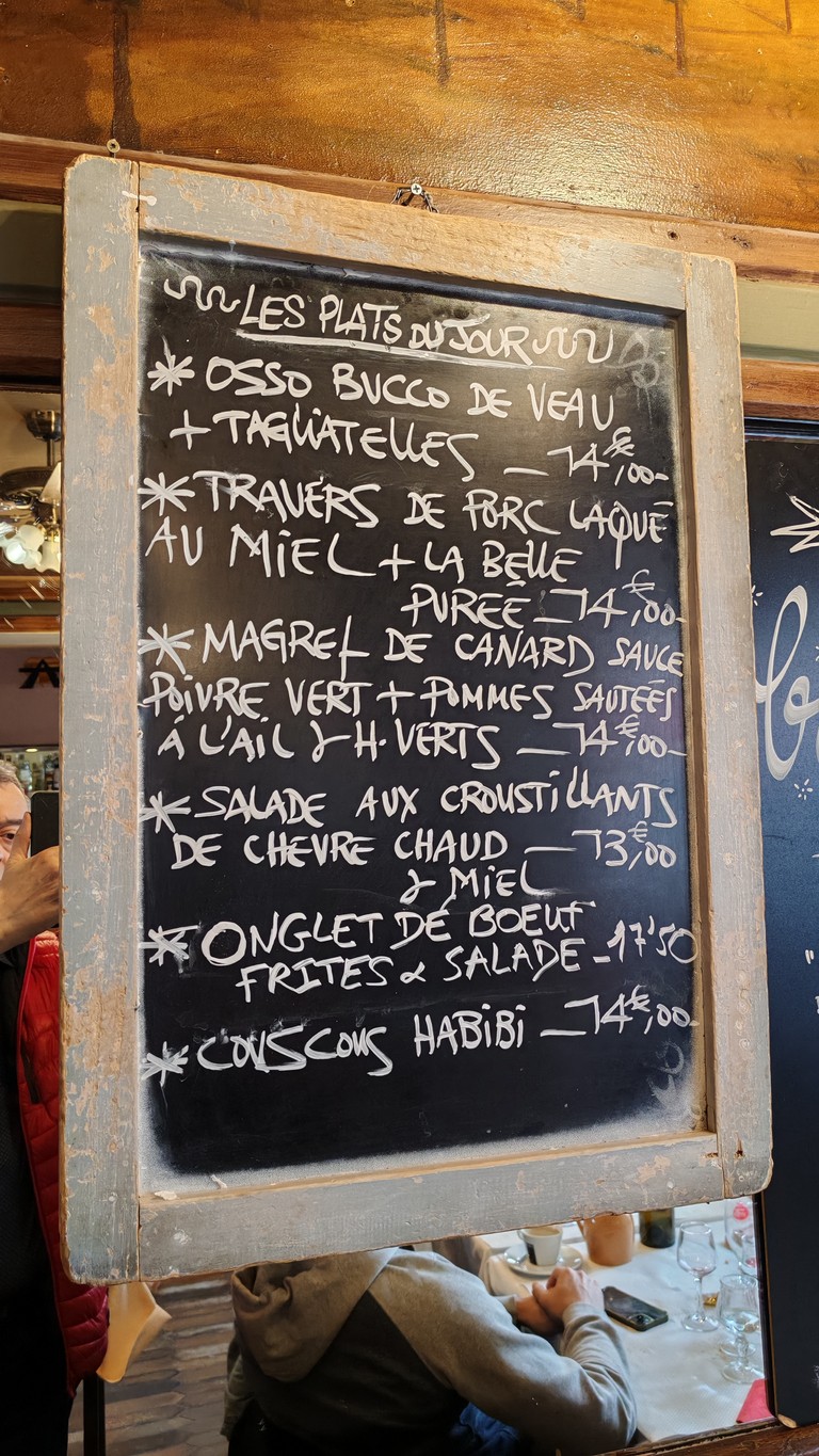 Les Trois Frères menu 1
