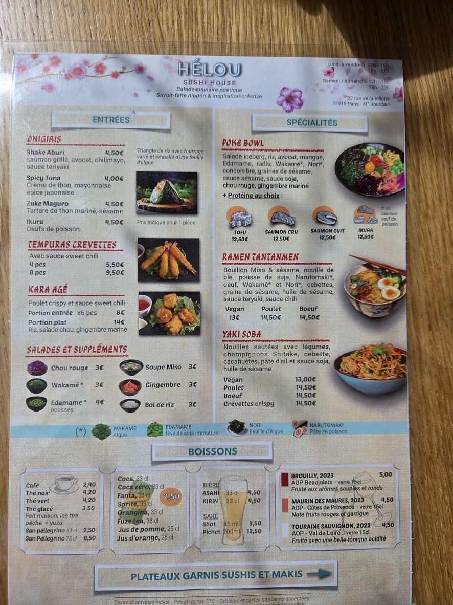 Hélou - Sushi House Scandinave menu 1