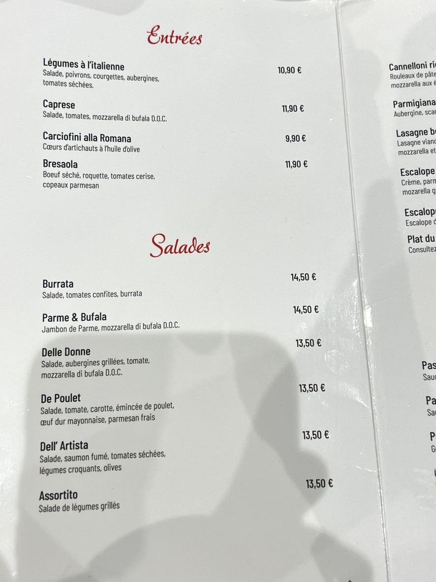 Mangiamo italiano menu 1