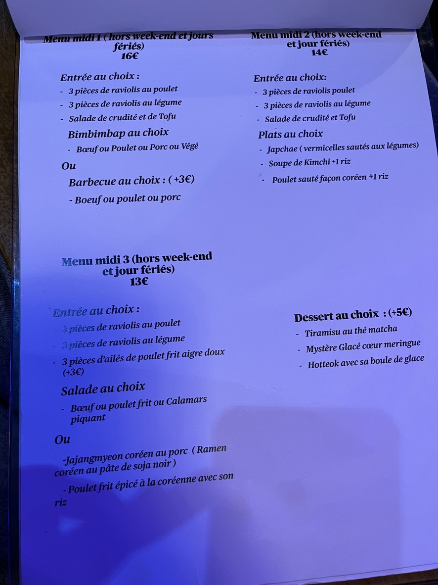 Kimgogi menu 1