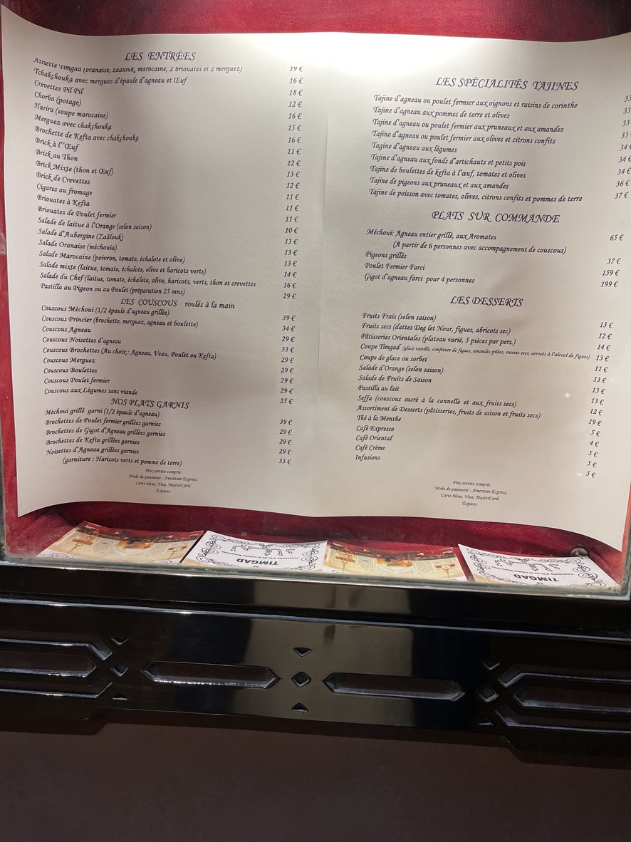 Timgad menu 2