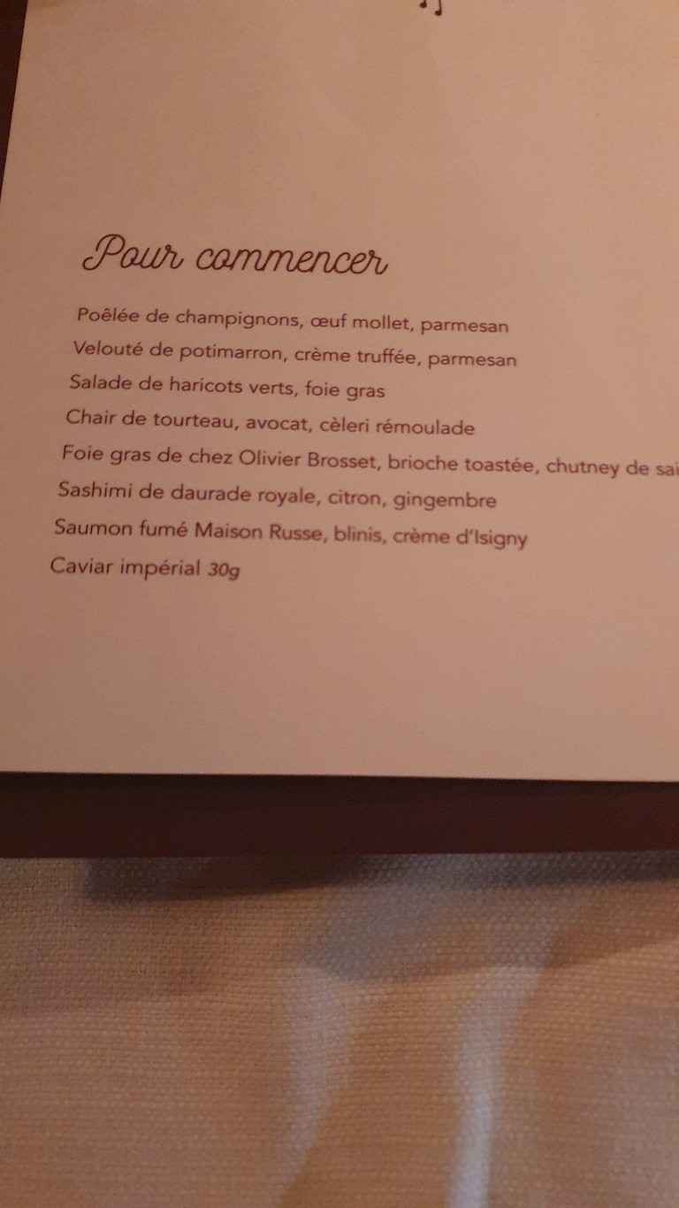Le Piaf Paris menu 1
