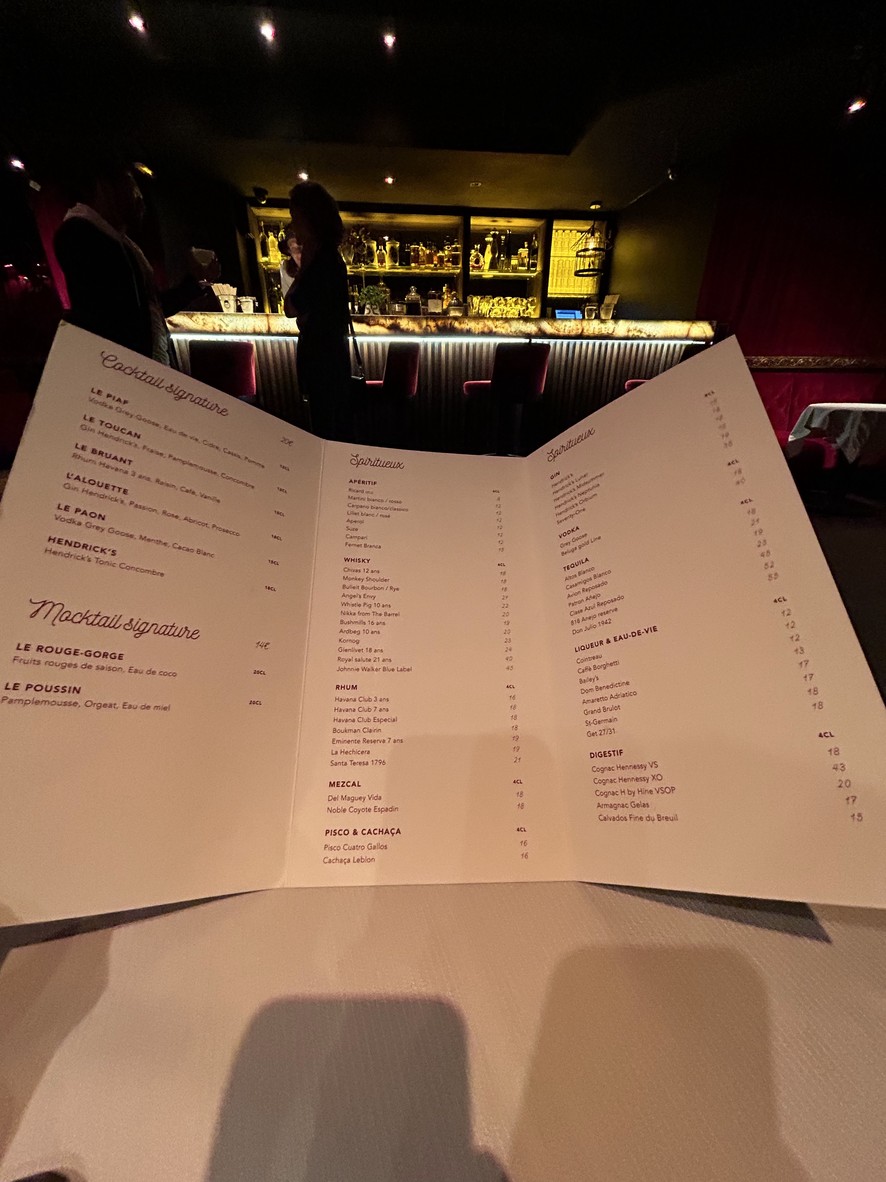 Le Piaf Paris menu 3