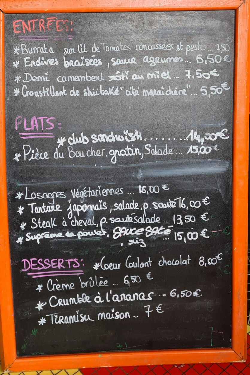 Resto'bar du Trianon menu 1