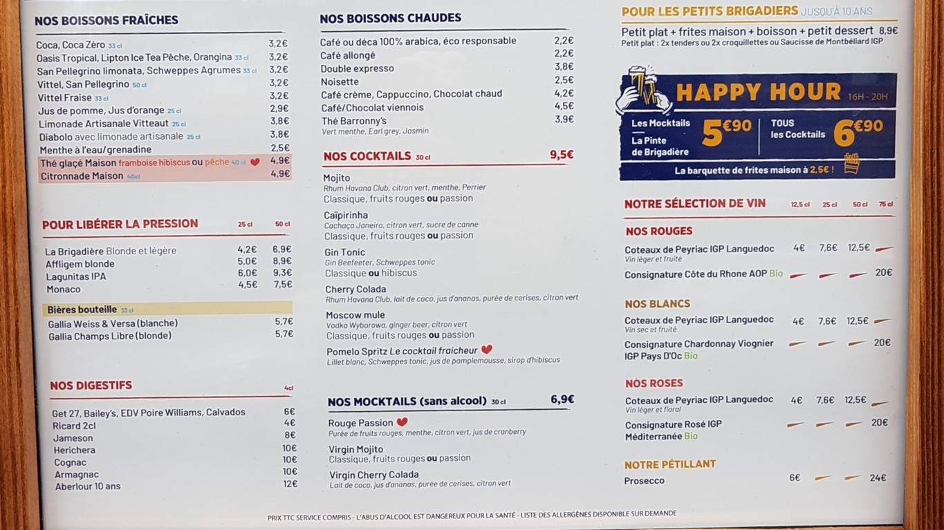 La Brigade - Mk2 Bibliothèque - Restaurante París BNF menu 2