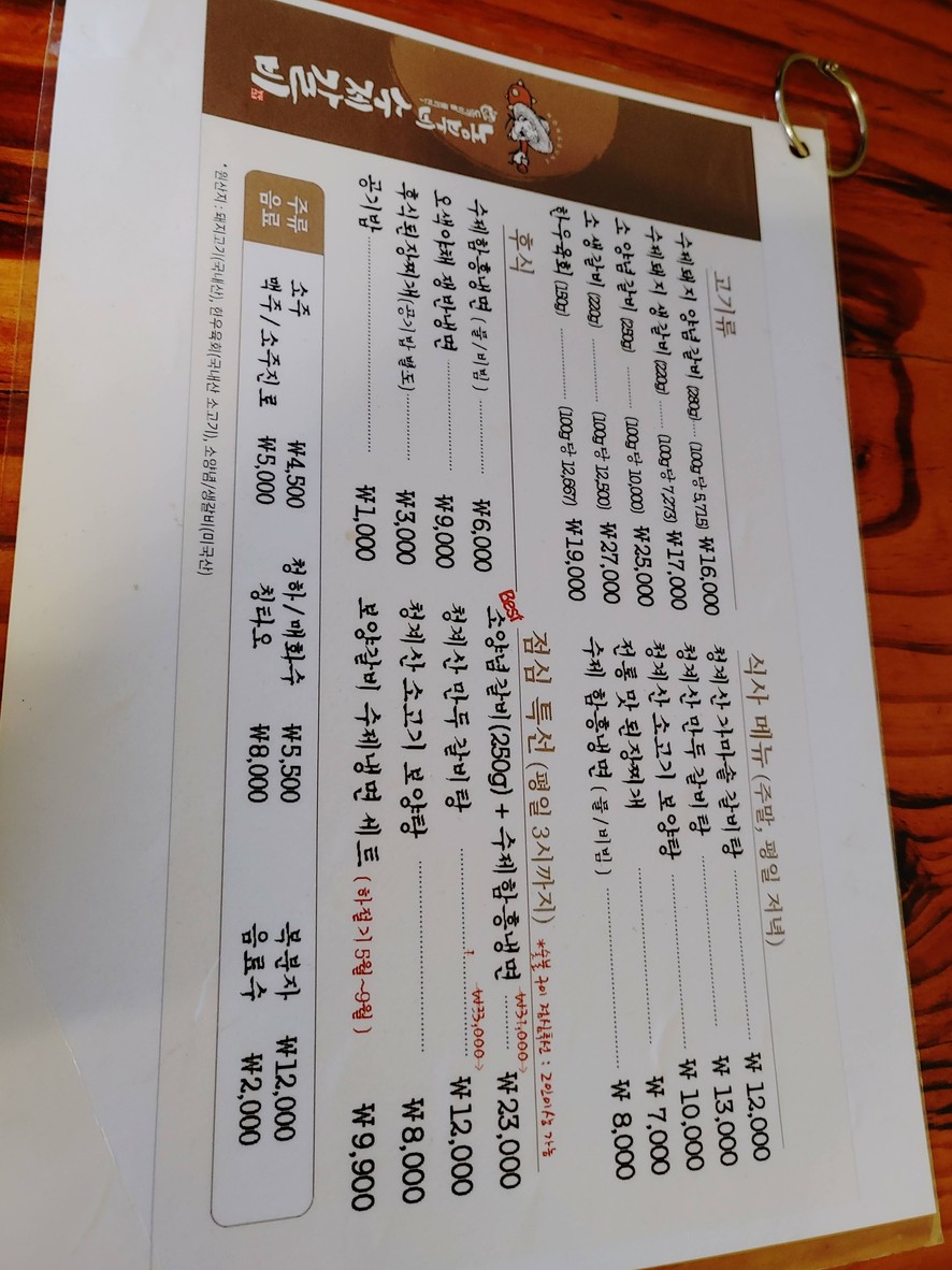 Nongbu's Handmade Galbi menu 1