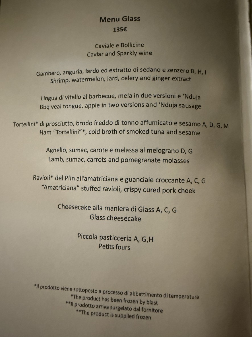 Glass Hostaria menu 1