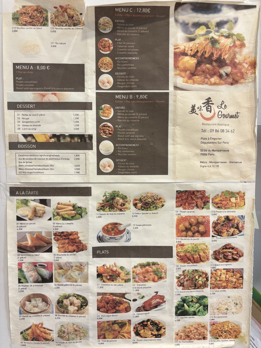 Le Gourmet Traiteur Asiatique menu 1