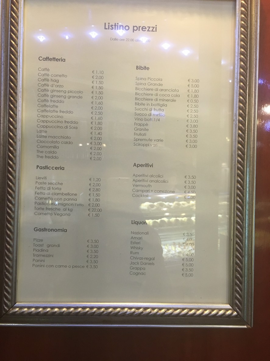 Il Pappagallo Bar menu 2