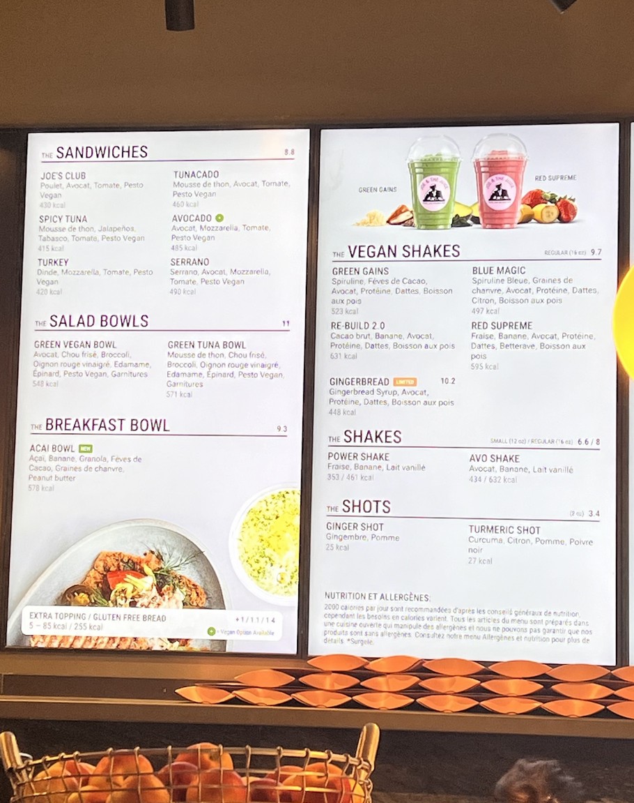 JOE & THE JUICE menu 1