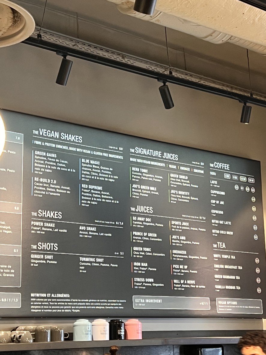 JOE & THE JUICE menu 2