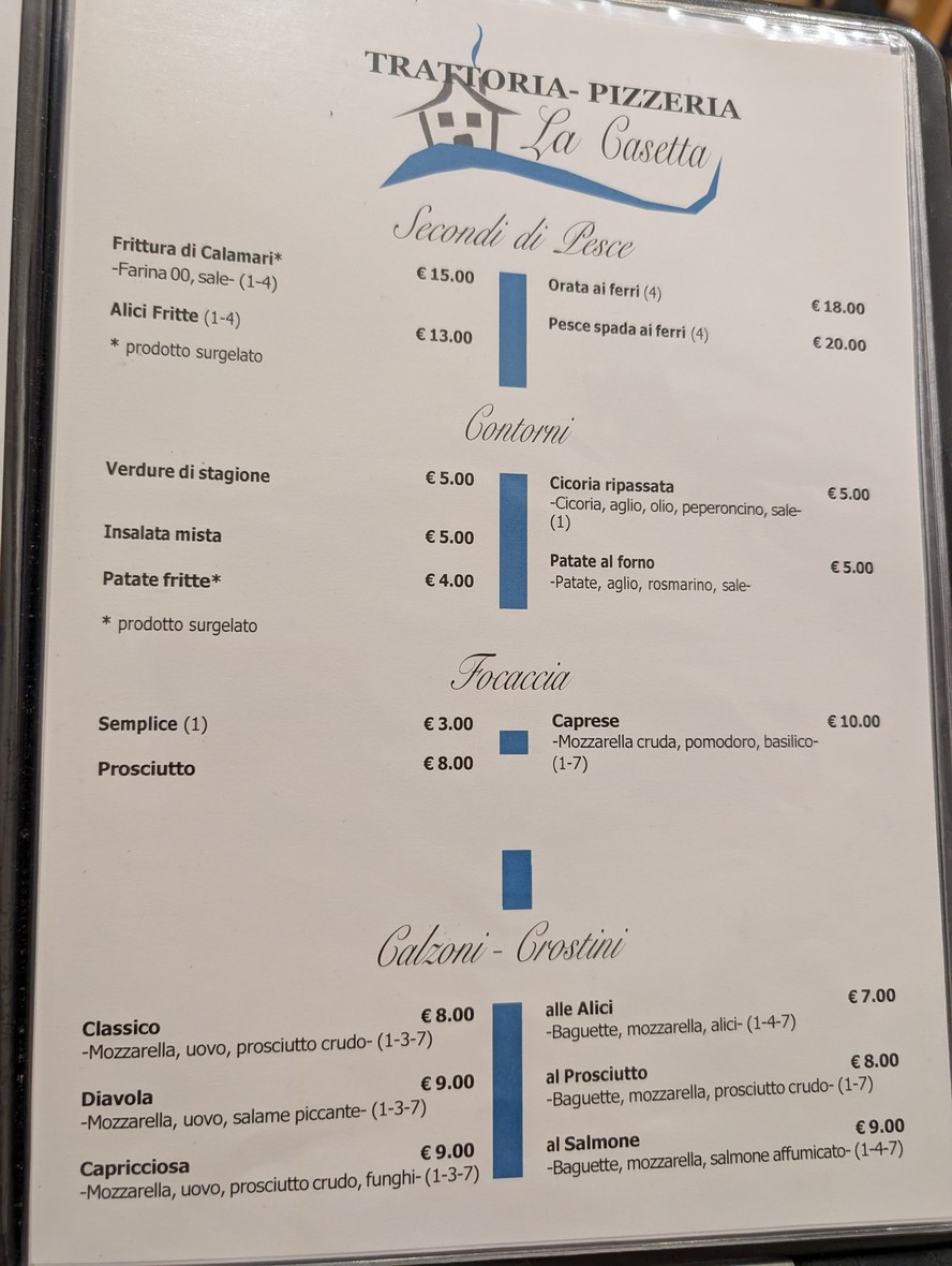 Pizzeria la Casetta menu 3