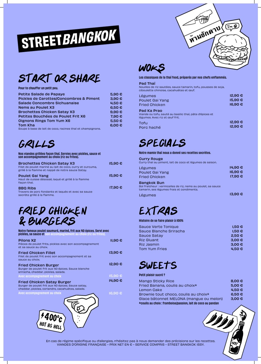 STREET BANGKOK - Issy-les-Moulineaux menu 1