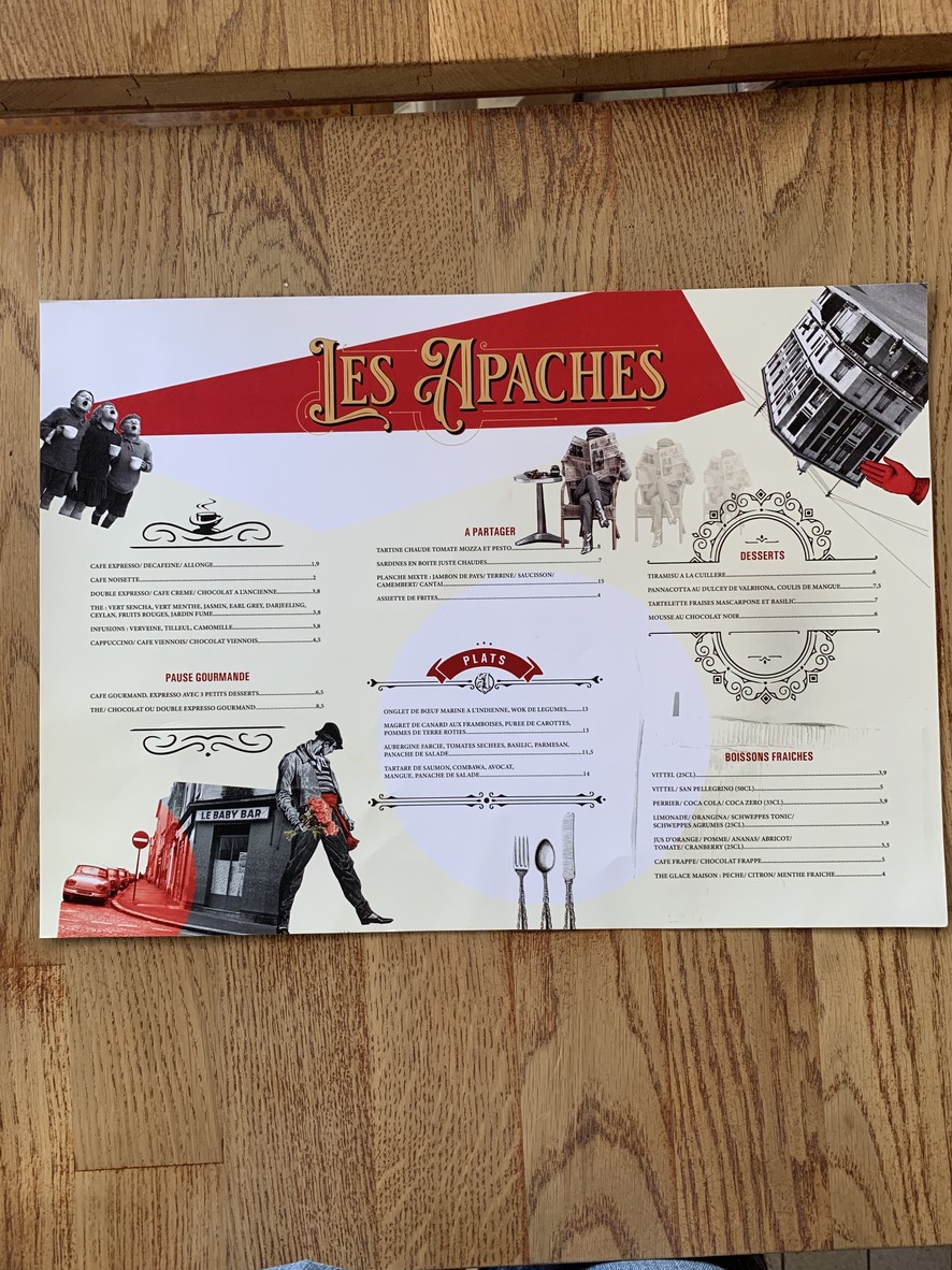 Les Apaches menu 1