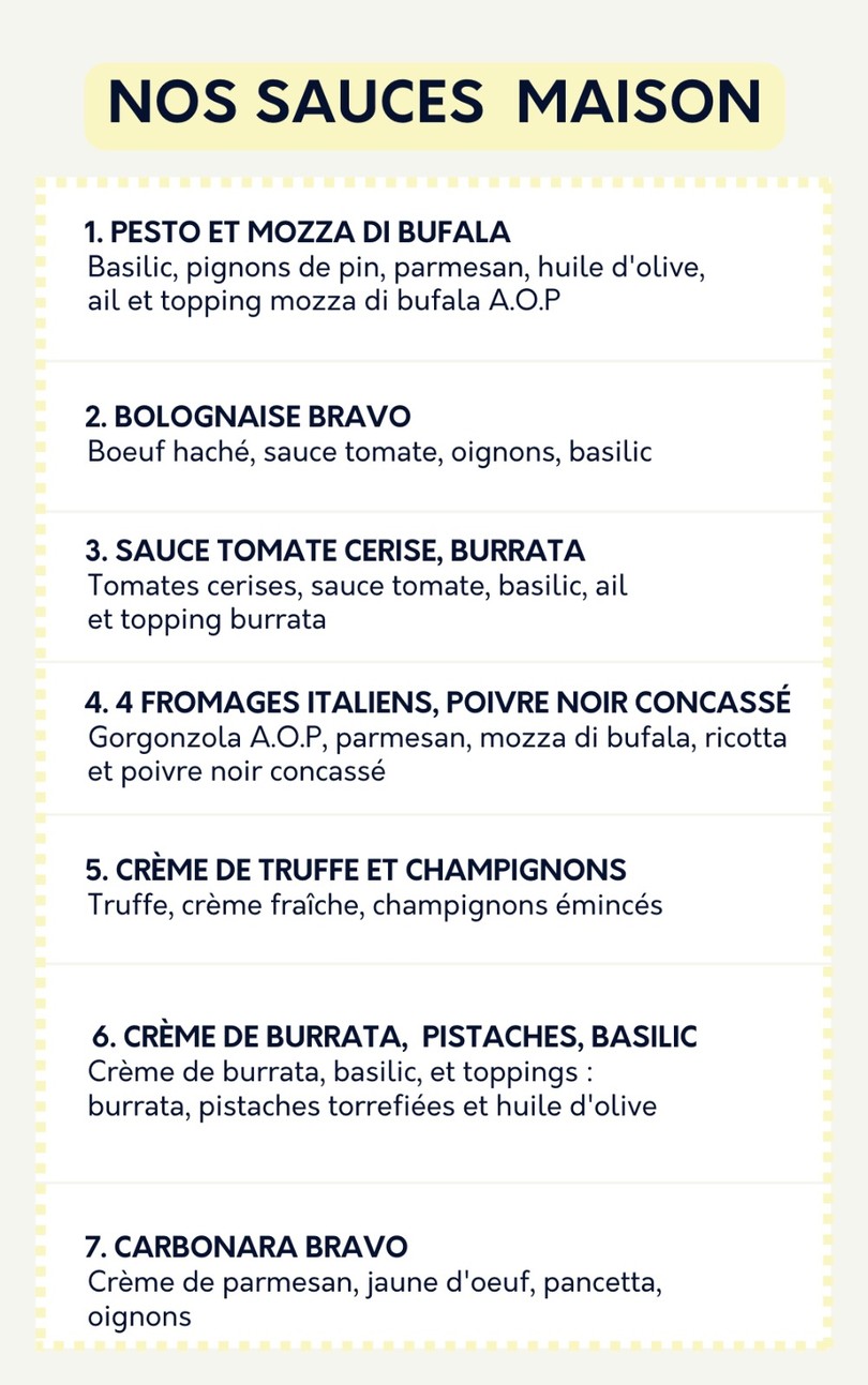 BRAVO, la fabrique de pâtes - JEUNEURS menu 2