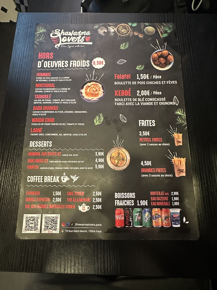 Shawarma lovers menu 1