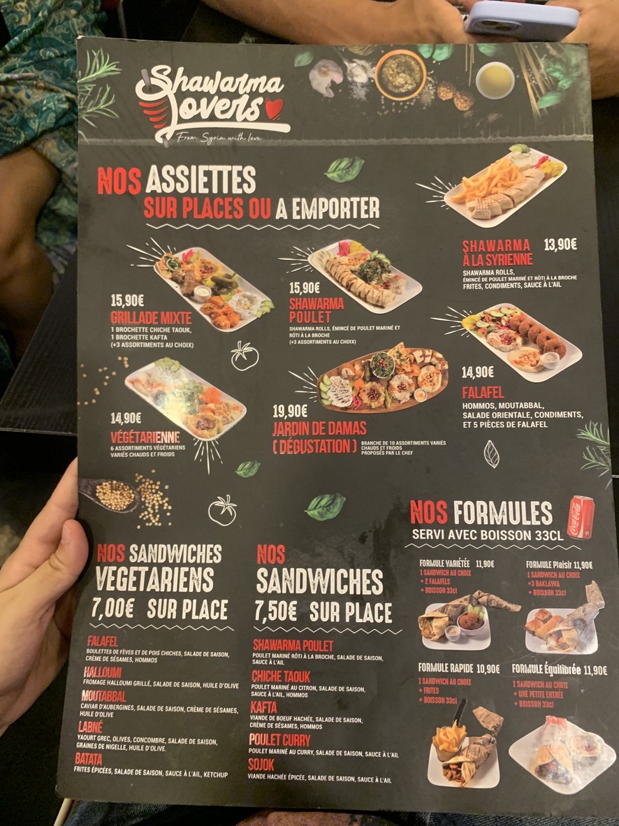 Shawarma lovers menu 2