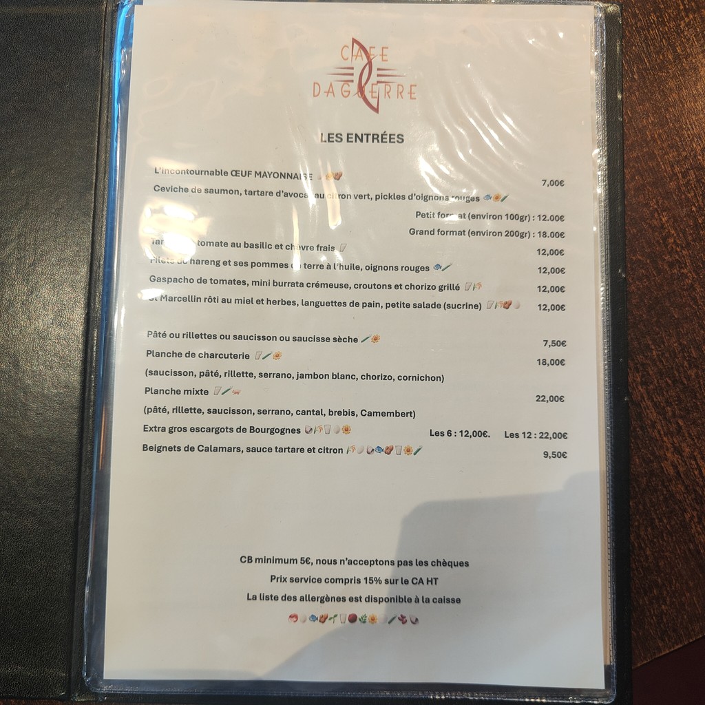 Café Daguerre menu 1