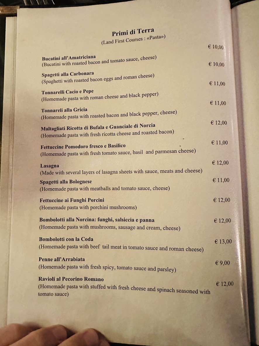 Pietro al Pantheon menu 2