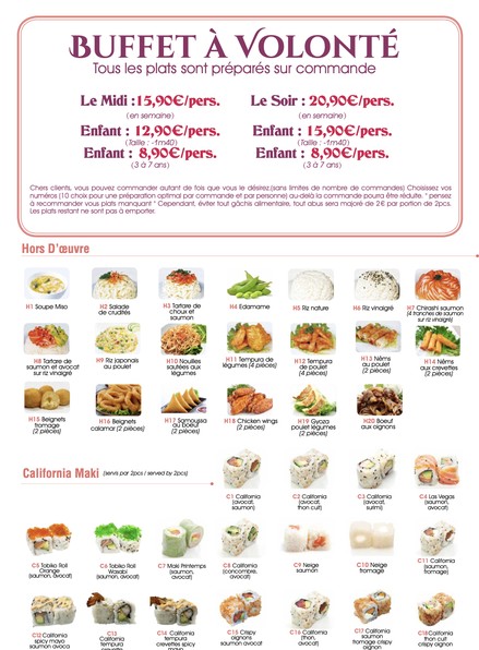 Sushi buffet - Restaurant de sushi Paris 10
