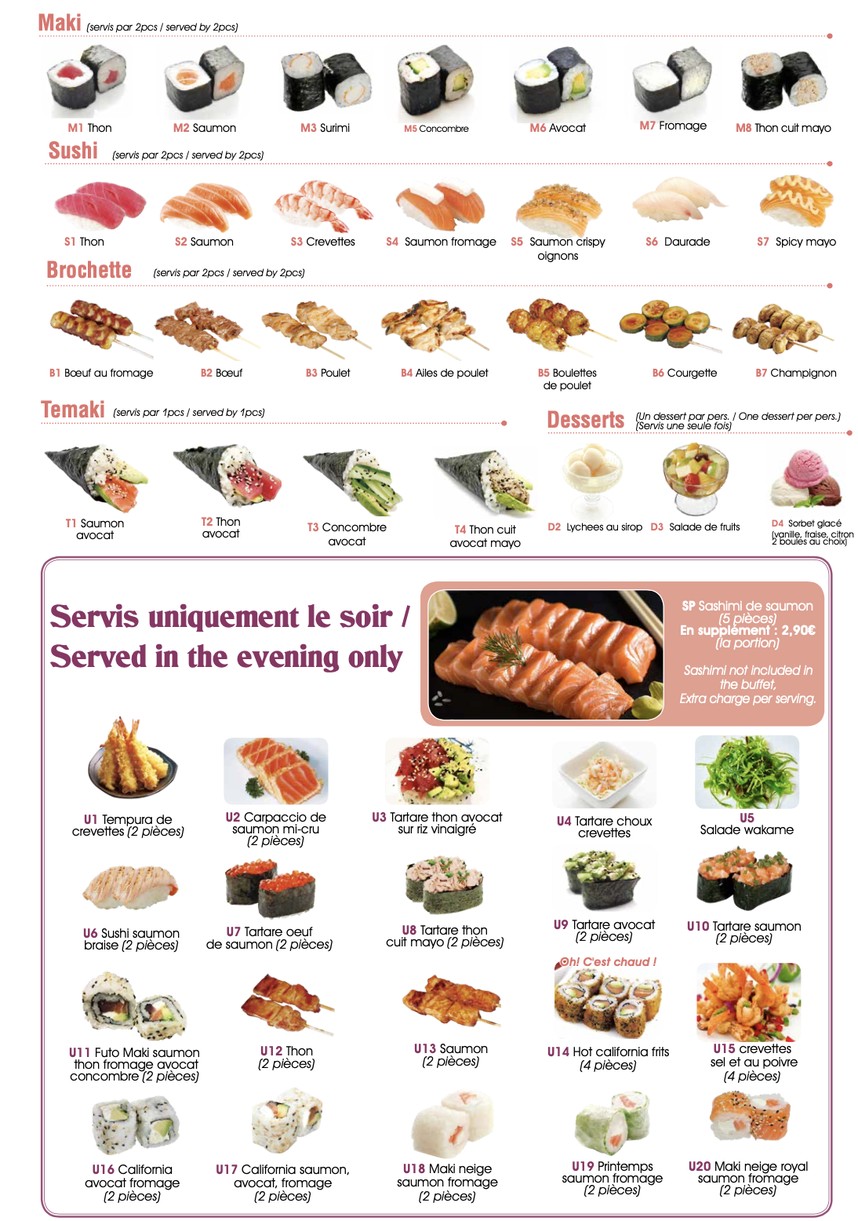 Sushi buffet - Restaurant de sushi Paris 10 menu 2
