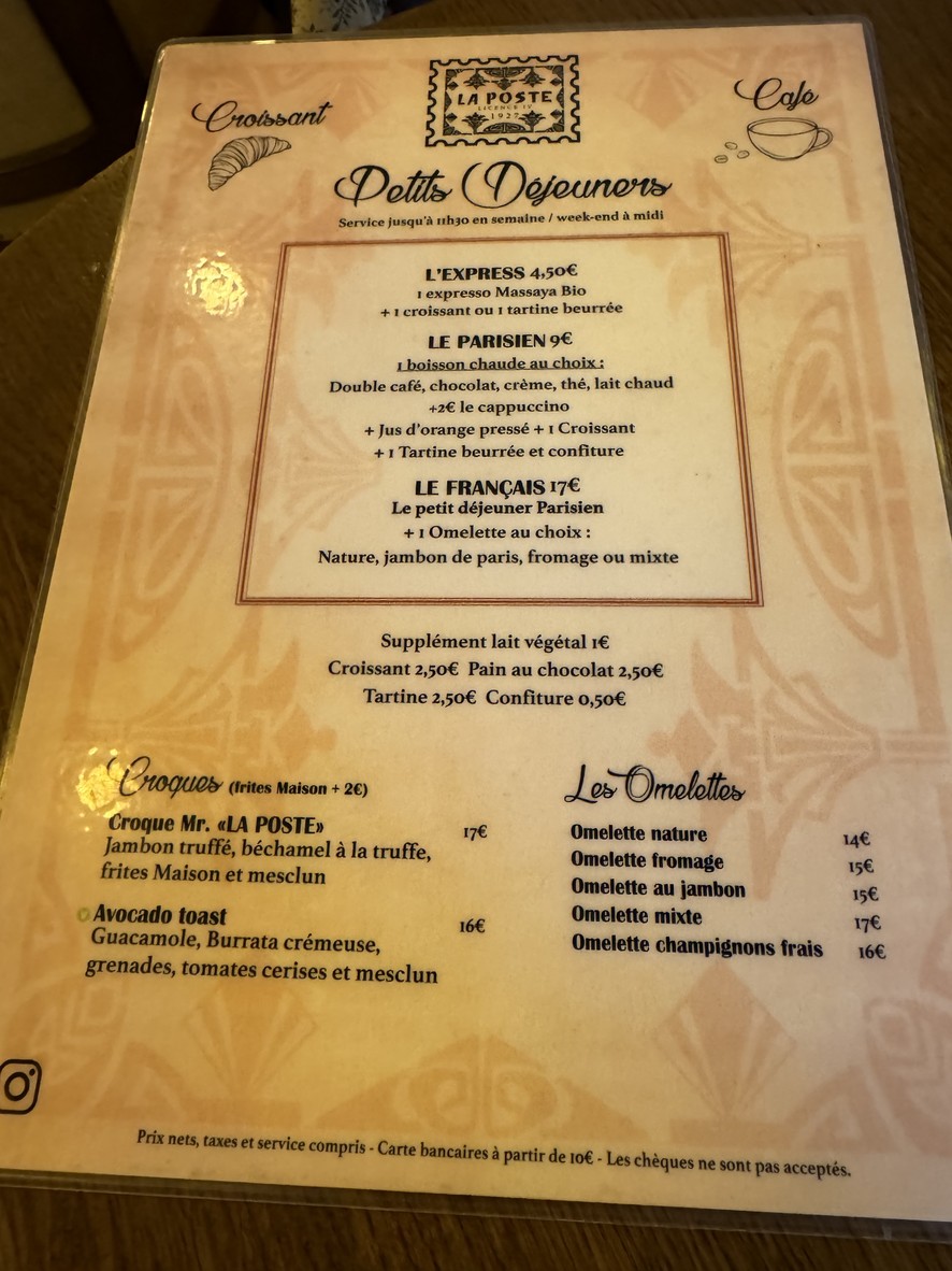Le Café de la Poste (lamarck caulaincourt) menu 1