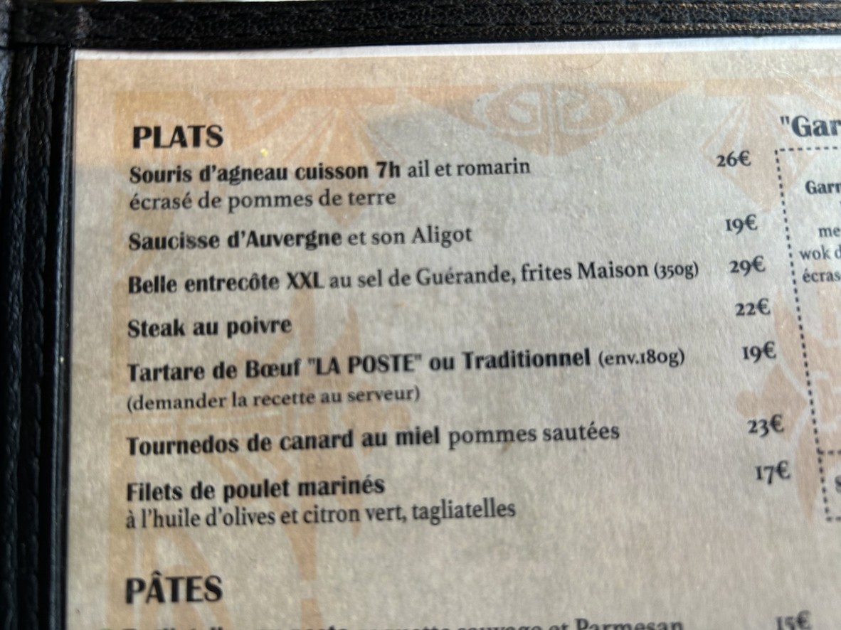 Le Café de la Poste (lamarck caulaincourt) menu 2