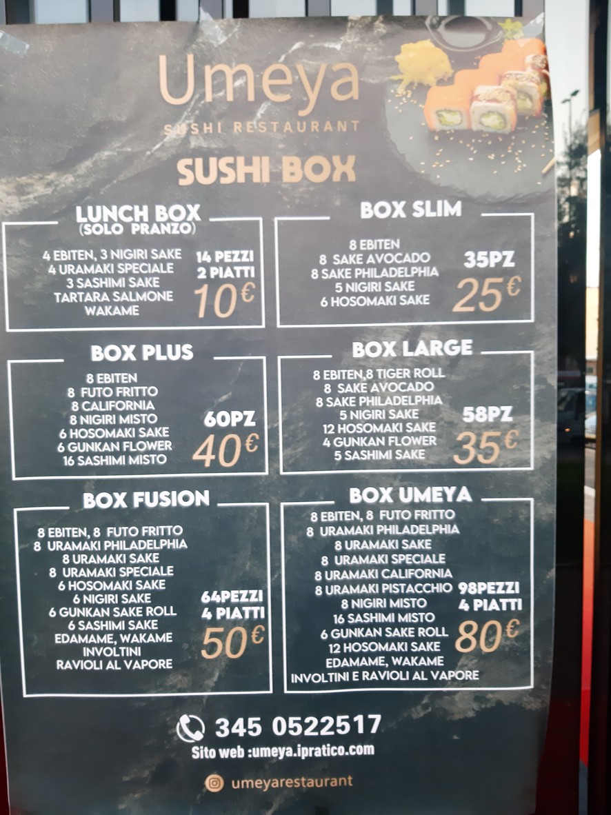 Umeya Sushi Restaurant menu 1