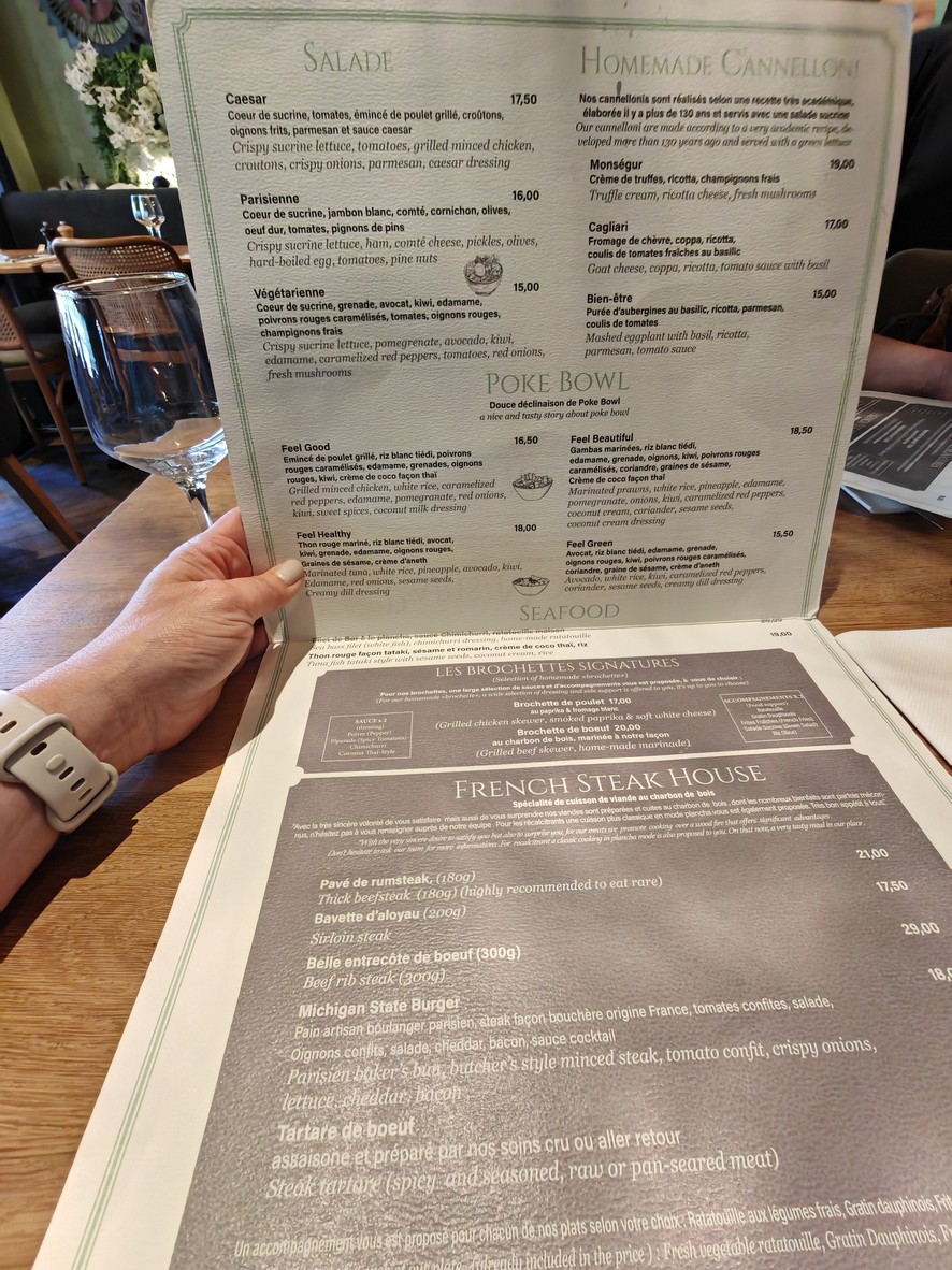 Le Paris Montparnasse menu 2