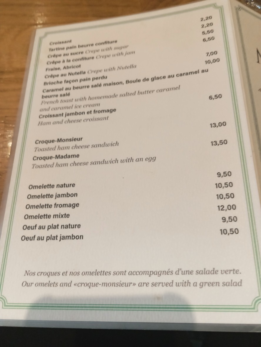 Le Paris Montparnasse menu 3