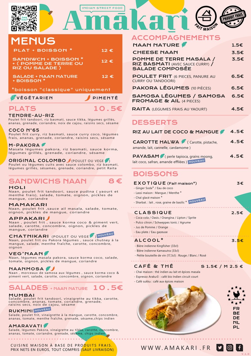 Amakari Maisons-Alfort - Street food Indienne menu 2