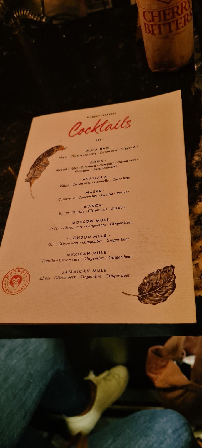 Monkey Pigalle menu 1