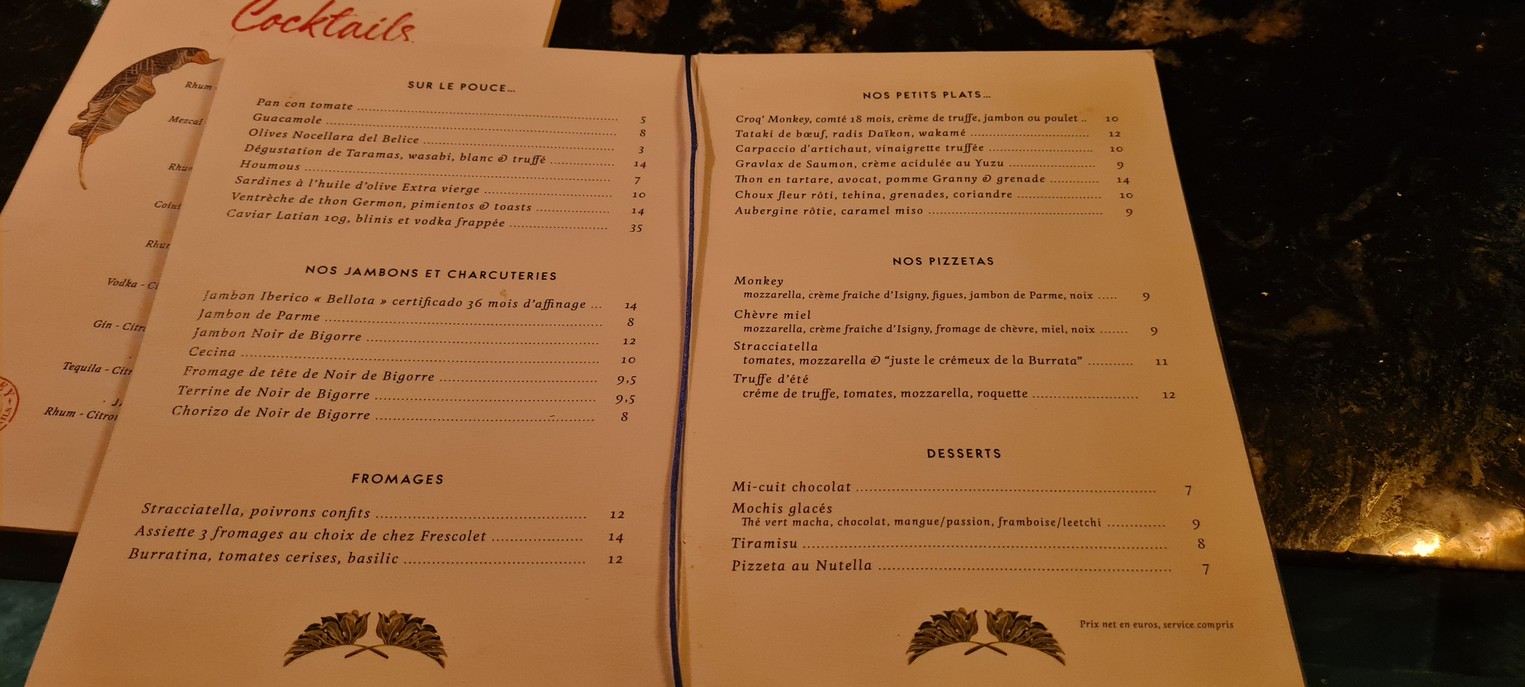 Monkey Pigalle menu 2