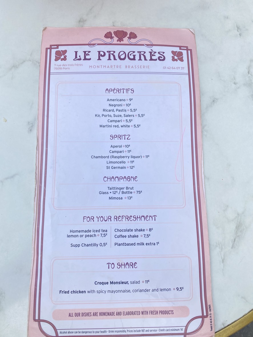 Le Progrès menu 2
