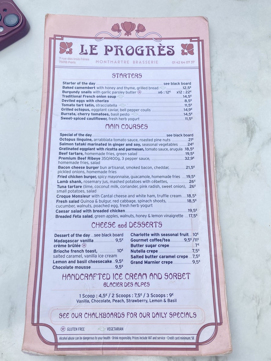 Le Progrès menu 3