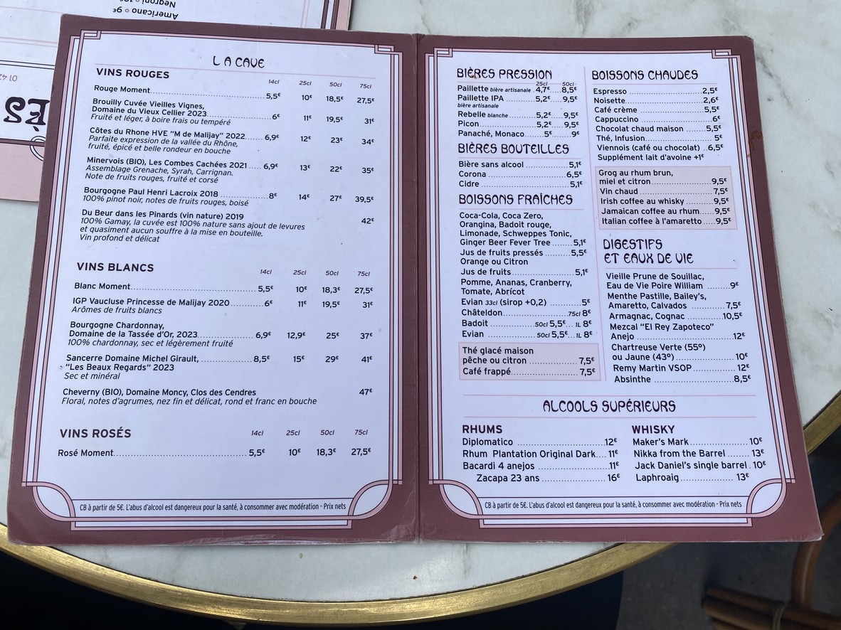 Le Progrès menu 4