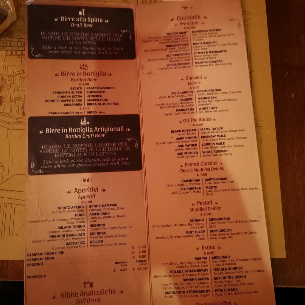Baccanale Trastevere menu 2