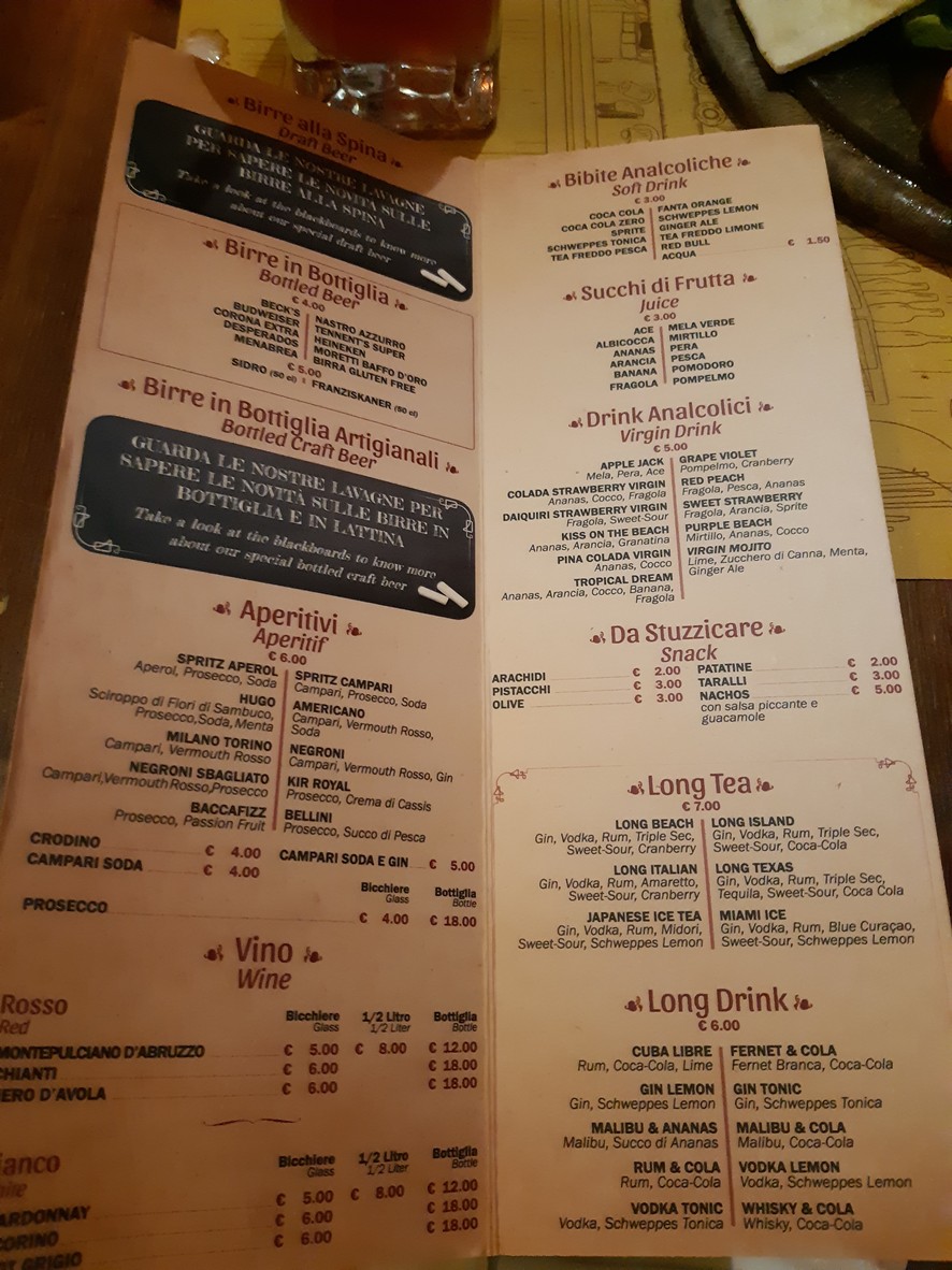 Baccanale Trastevere menu 3