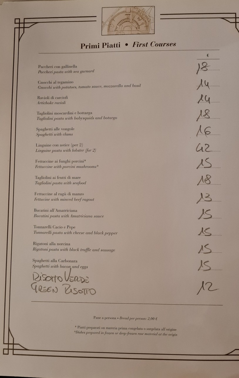 Hostaria Costanza menu 2