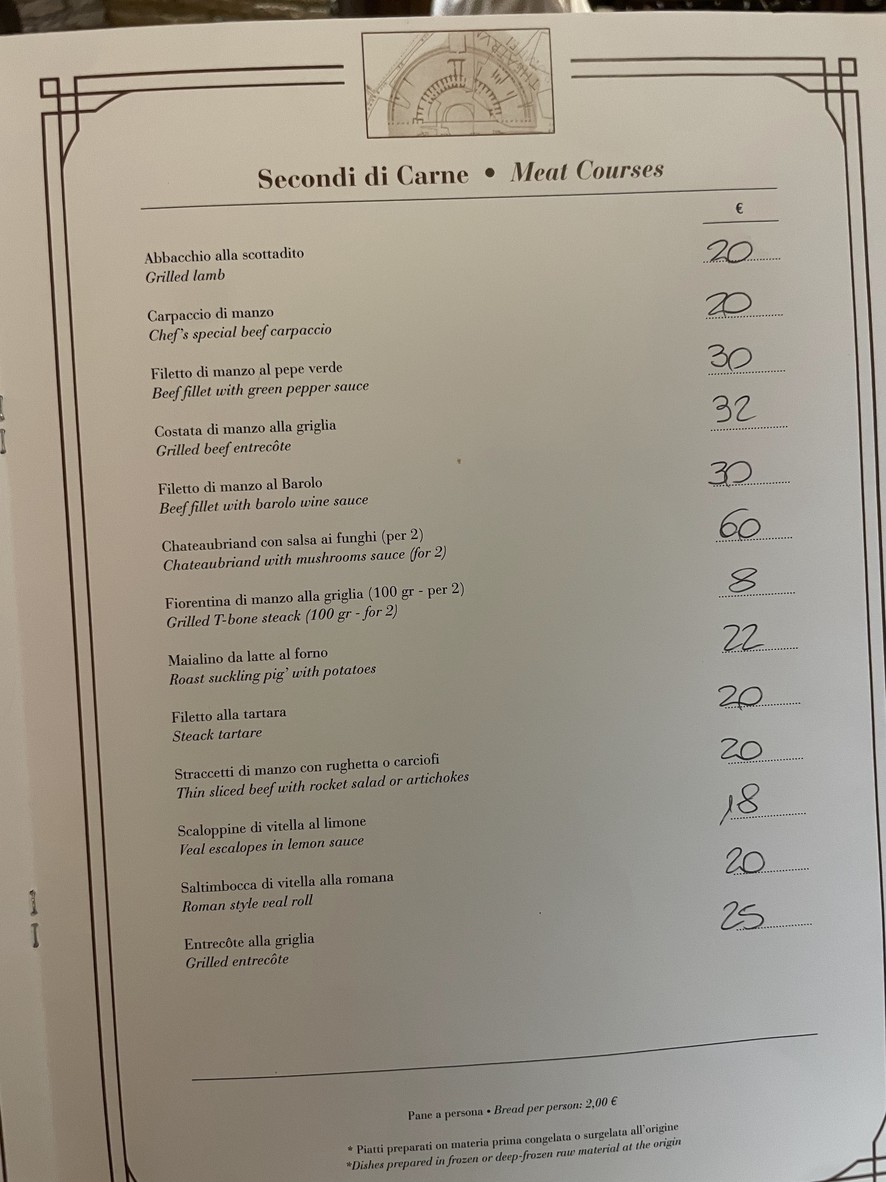 Hostaria Costanza menu 3