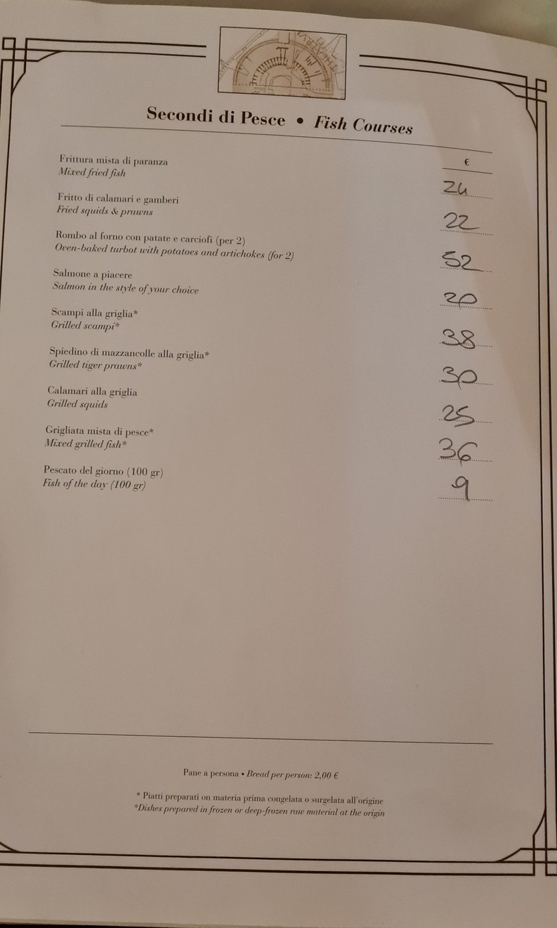 Hostaria Costanza menu 4