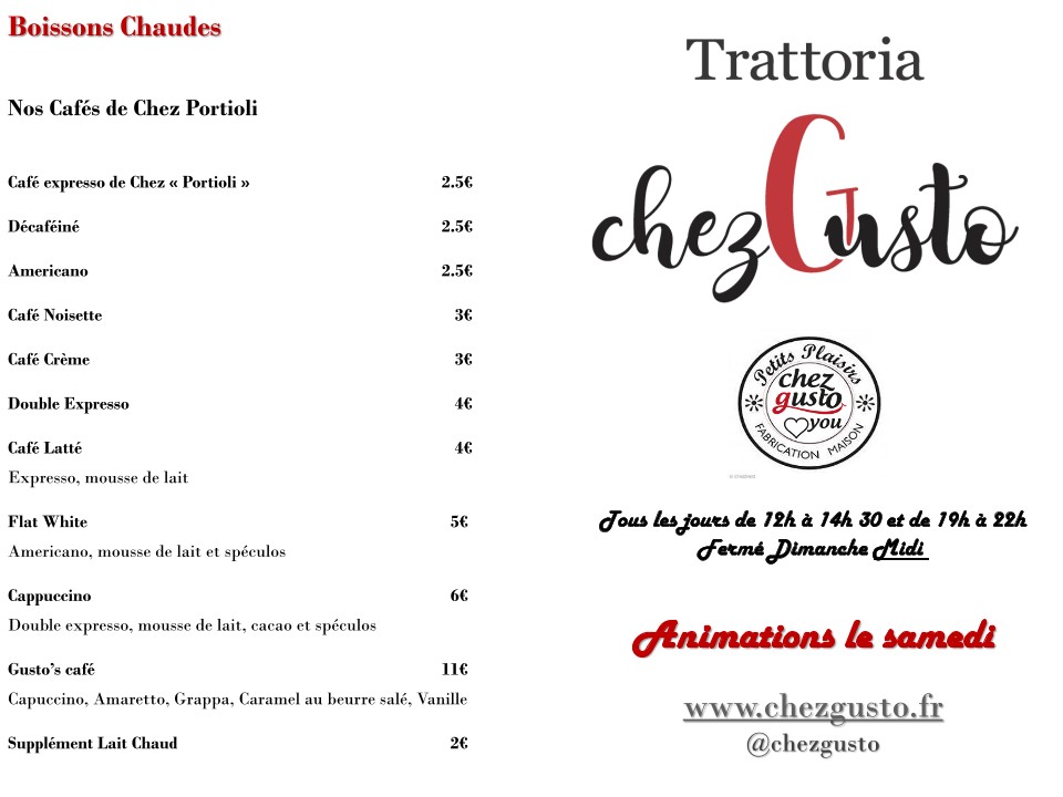 Chez Gusto menu 1