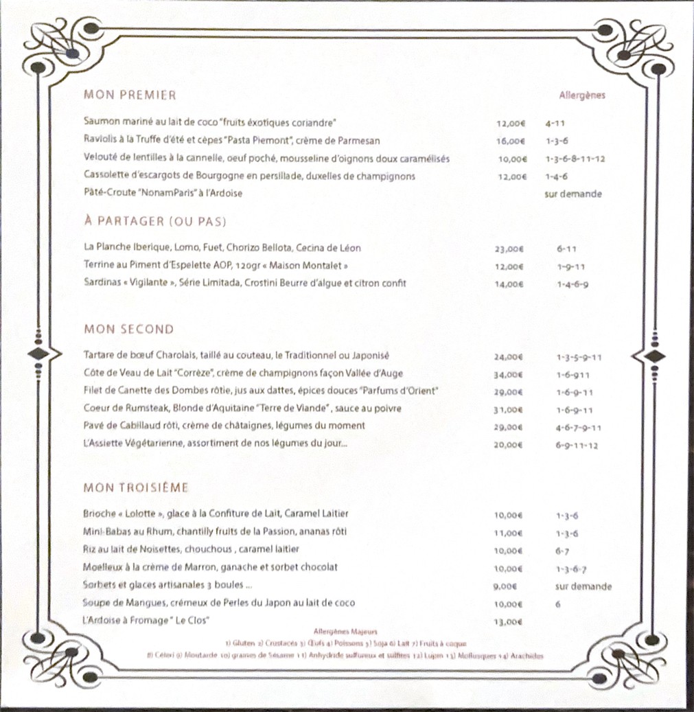 Le Bistrot de Lolotte menu 1